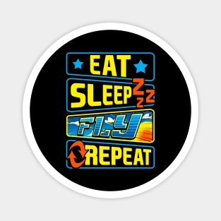 Cute Eat Sleep Fly Repeat Airplane Pilot Aviation Magnet